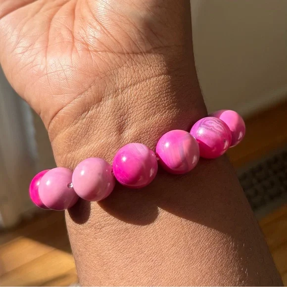 Pink Agate Crystal Bracelet 16mm - Picture 8 of 11